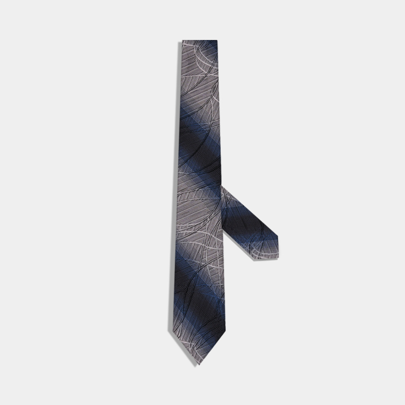 蓝色花纹真丝领带