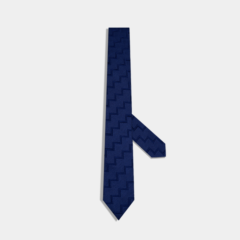 步步高升蓝色真丝领带