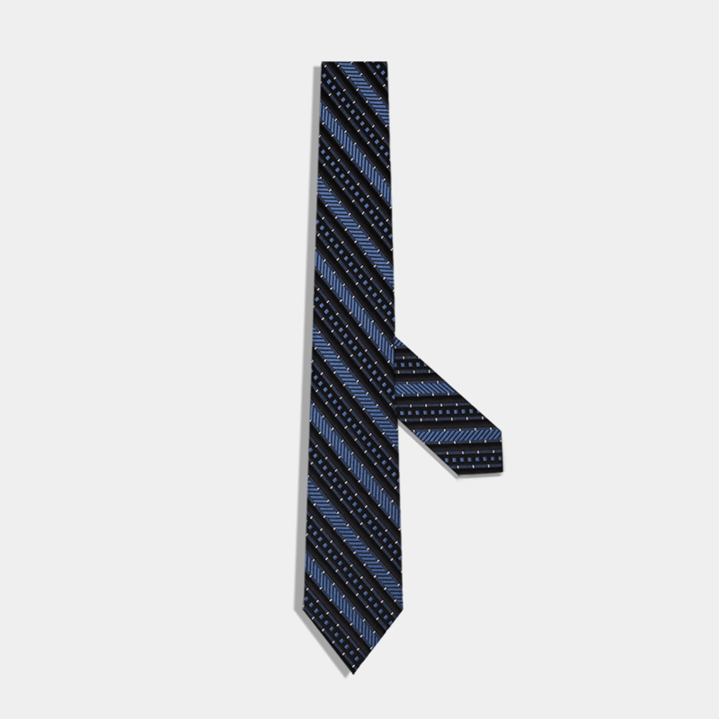 蓝黑斜纹提花领带