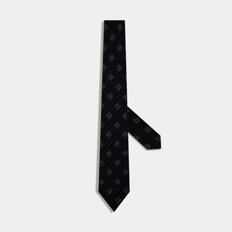 银色四叶草真丝领带